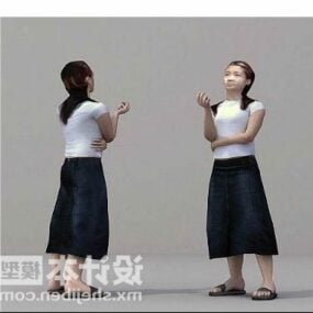 Gerçekçi Güzel Kız Ayakta Poz 3D model