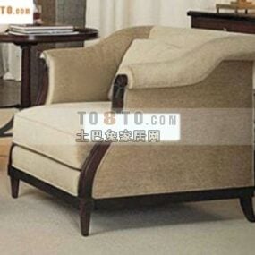 3д модель современного дивана-кресла из бежевой ткани