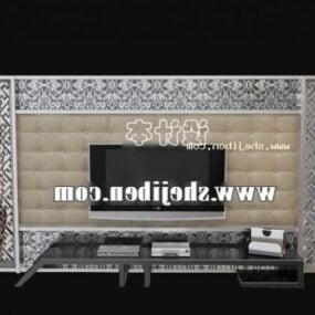 Tv Background With Glass Desk 3d model