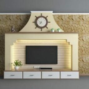 Elegant Tv Wall Design 3d model