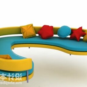 Kindergarten Furniture Curved Sofa 3d model
