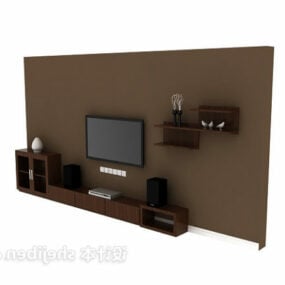 Brown Painted Tv Wall 3d model