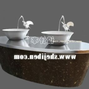 3д модель ванной комнаты с раковиной и трубчатым каркасом столешницы