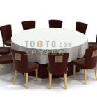 Tables and chairs combine tablecloths for 3d model .