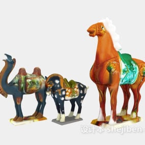 工艺陶瓷马骆驼3d模型