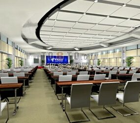 बड़े बिजनेस मीटिंग रूम का इंटीरियर 3डी मॉडल