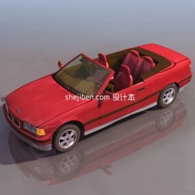 परिवर्तनीय कार लाल रंग से रंगा हुआ 3डी मॉडल