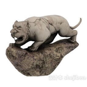 Estátua do tigre com escultura do zodíaco Modelo 3D