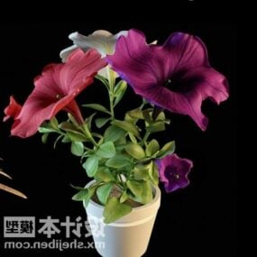 Purple Flower Plant In Vase Pot 3d model