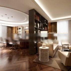 3D model scény interiéru místnosti manažera dřevěné podlahy
