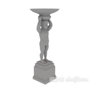 Medieval Stone Boy Sculpture 3d model