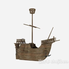 نموذج سفينة العصور الوسطى القديمة ثلاثي الأبعاد