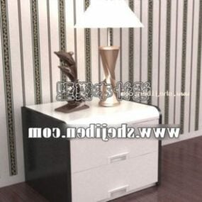 Nachttisch mit glatter Kante und Tischlampe 3D-Modell