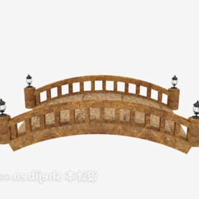 Model 3D mostu łukowego z brązowego kamienia