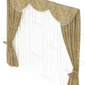 Large Window Classic Patterned Curtain 3d model