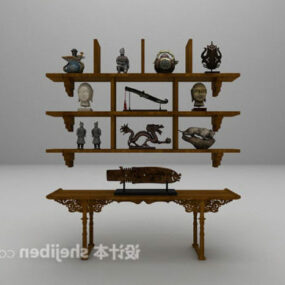 Mô hình 3d tủ trưng bày phong cách cổ điển Trung Quốc