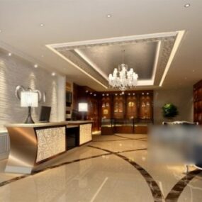 Scena wewnętrzna recepcji małego hotelu Model 3D
