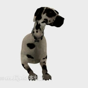 Black White Dog Animal 3d-modell