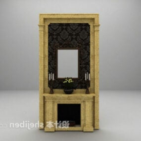 Stone Marble Fireplace European Style 3d model