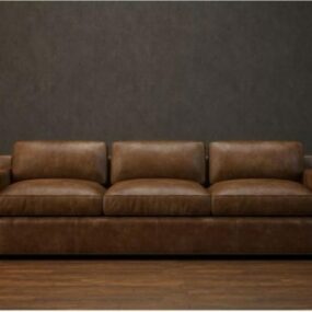 Three Seaters Leather Sofa Furniture 3d model