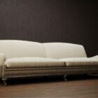 Sofa White Fabric Upholstery