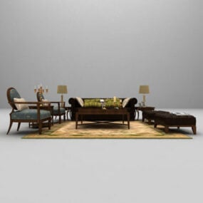 Neoclassical Sofa Chair Set 3d model