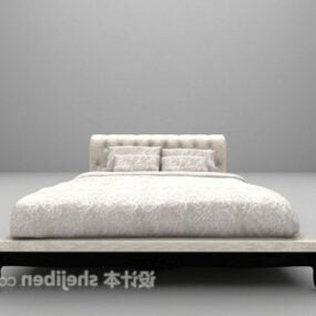 3д модель неоклассической белой двуспальной кровати