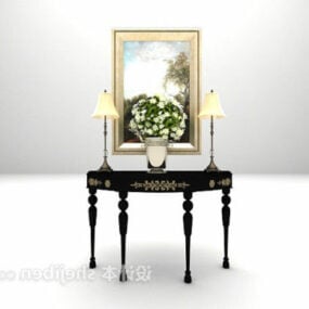 Mueble de entrada neoclásico con pintura modelo 3d
