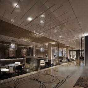 Luxury Corridor Of Restaurant Interior Scene 3d model