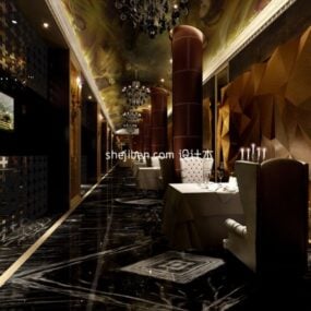 Modelo 3d de cena interior de decoração de luxo de restaurante
