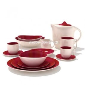 3D model vnitřní červené barvy konvice na čajovou konvici