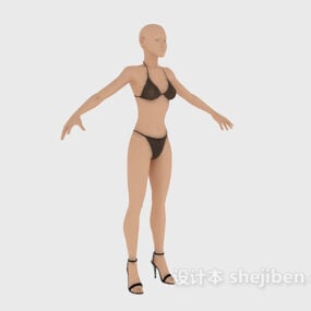 Girl Mannequin In Black Bikini 3d model