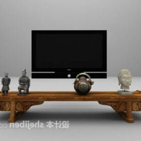 Traditionelt kinesisk træ tv-skab 3d-model