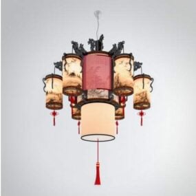 Traditional Chinese Carving Chandelier 3d model