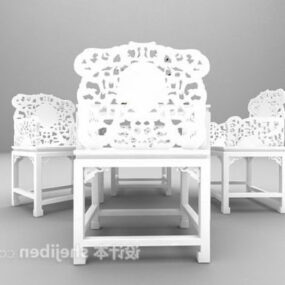 Traditional Chinese Square Table Set 3d model