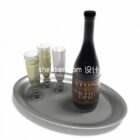 Tray With Wine Glass And Glass
