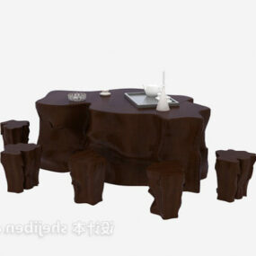 Log Coffee Table Brown Color 3d model