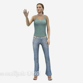Kvinnan adjö poserar 3d-modell