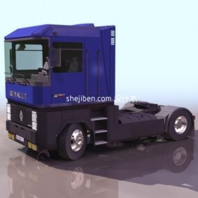 Lastbilshuvud blåmålad 3d-modell