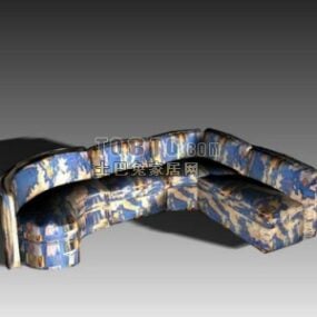 3д модель углового дивана с тканевой обивкой