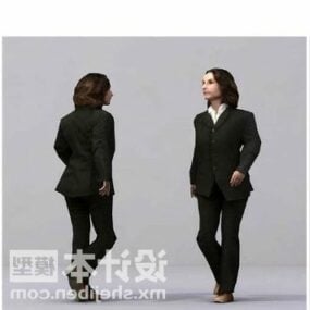 Realistisk skjønnhet kvinne i svart dress 3d-modell