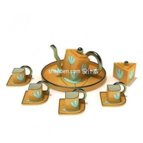Tableware Cups On Plate 3d model