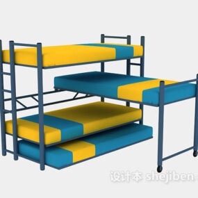 Bed Furniture With Vintage Cover 3d model