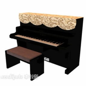 Black Grand Piano Full Size 3d model