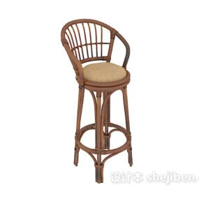 Pojedyncze krzesło do jadalni z drewnianą ramą Model 3D