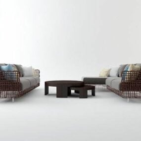 Vine Rattan Sofa Table 3d model
