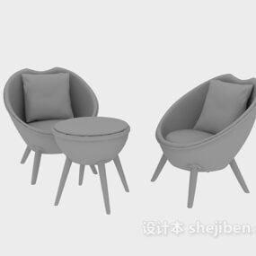 米色轮桌椅3d模型