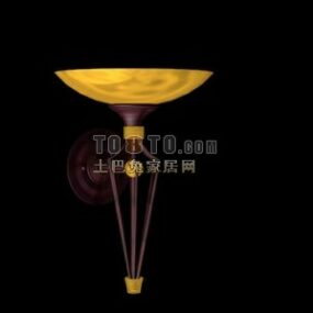 3д модель старинного настенного светильника Элегантный золотой абажур