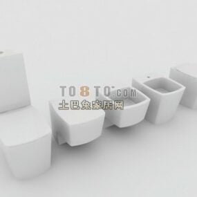 Banyo Sıhhi Tuvalet Bide Seti 3D model