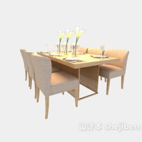 صندلی میز ناهارخوری سفید مدل سه بعدی